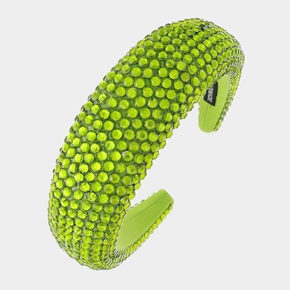 2/$22 Olive Green Faceted Bead Padded Headband - Picture 3 of 5